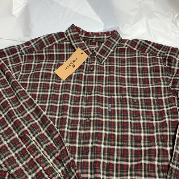 MEN'S Woolrich Milepost Red Black Plaid Button Down Long Sleeve Shirt Size XXL - Picture 1 of 6